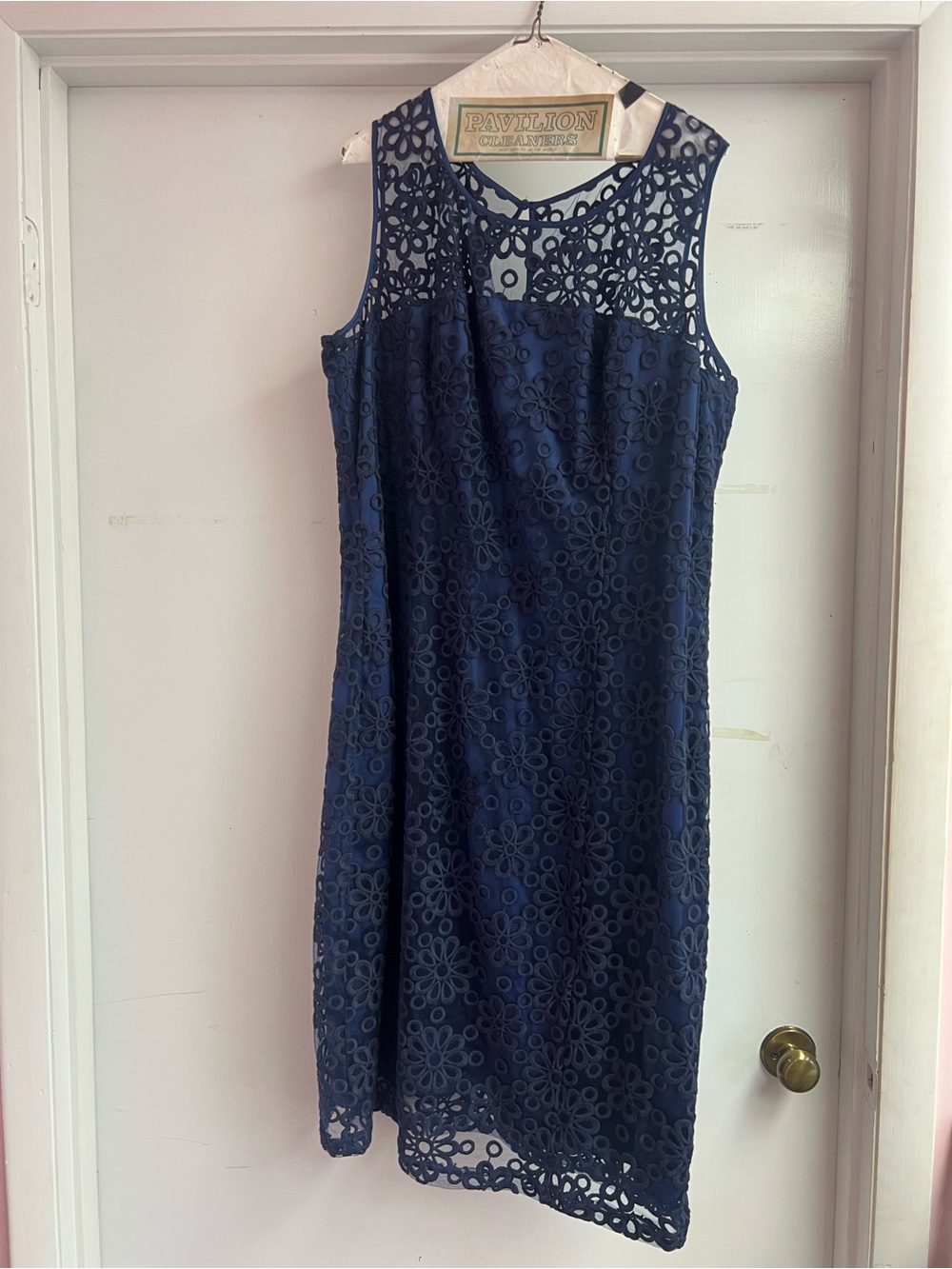 Tatyana Navy Sleeveless Floral Lace Dress